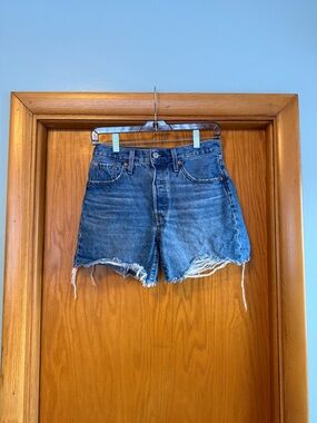 Levi's Washed Blue High-Rise Cutoff Jean Shorts